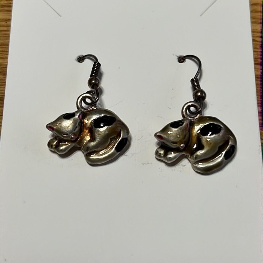 Adorable Silver-Tone Hanging Cats - Excellent Preowned Condition